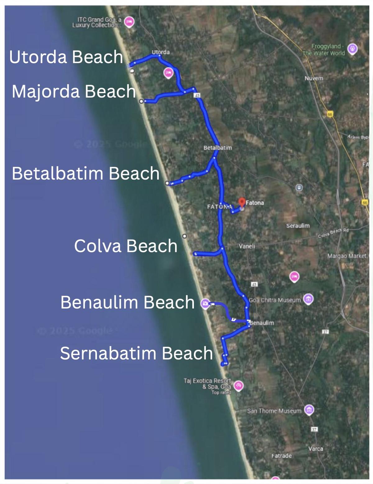Routes to nearby beaches